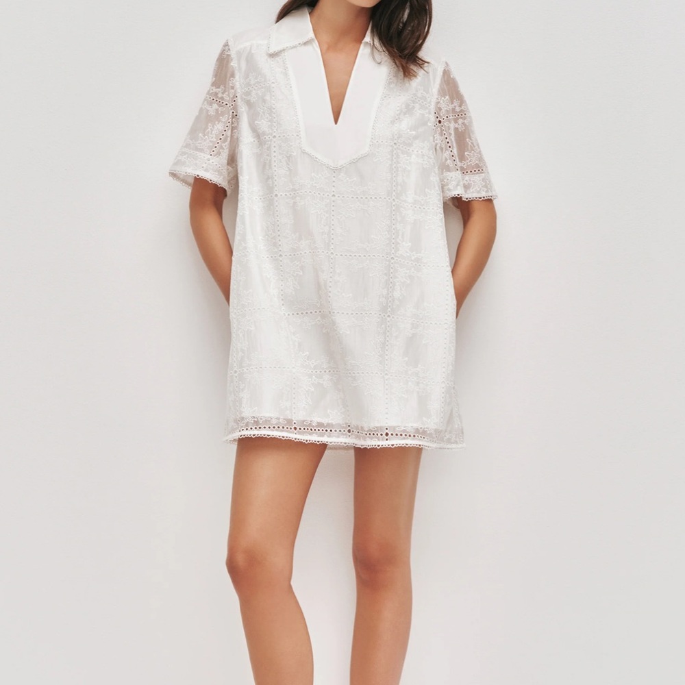 NWT! Aje MERRITT EMBROIDERED SHORT SLEEVE DRESS
